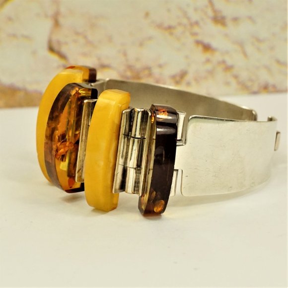 RARE BALTIC AMBER STERLING BRACELET By GLIWINSKI - Picture 4 of 16